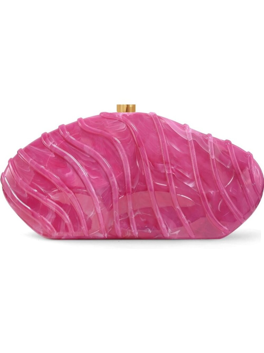 Women's Marble Pink Acrylic Shell Clutch Purse Evening Party Prom Chain Bag